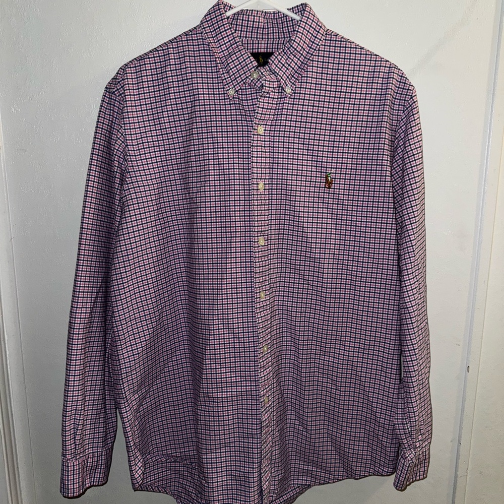 Ralph Lauren Men’s Large Pink & Blue Gingham Check Button Down Shirt